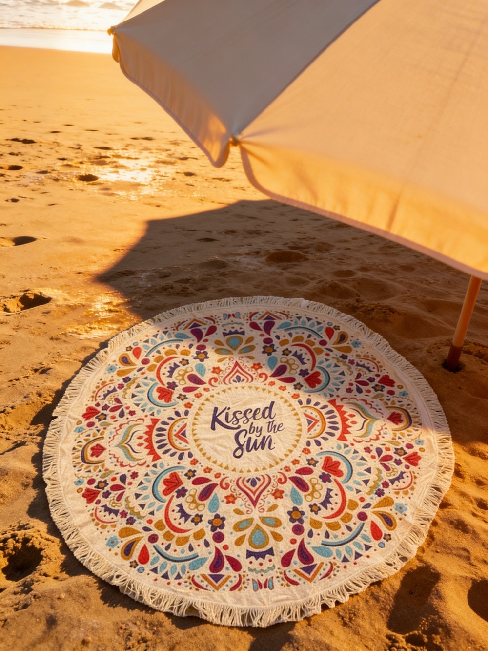 Colorful Round Mandala Beach Towel - 'Kissed by the Sun'